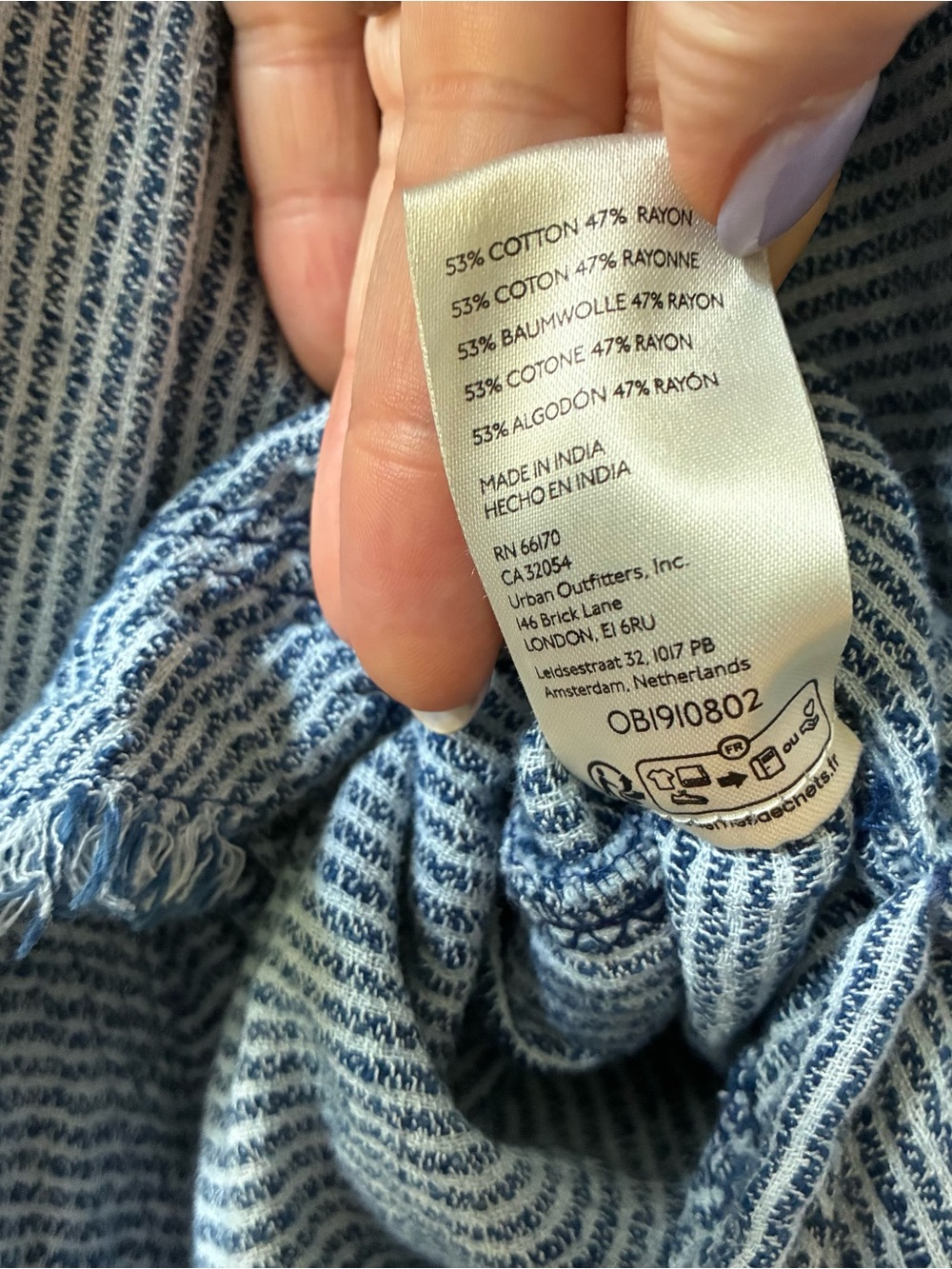 Free People We the Free By The Shore Shirt Indigo Stripe - Picture 8 of 9
